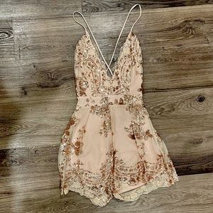 Gold sequin romper
